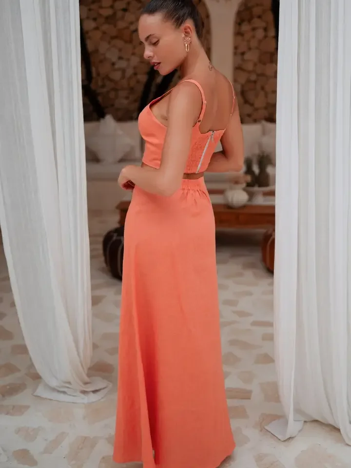 Island Luxe Marie Maxi Skirt in Peach