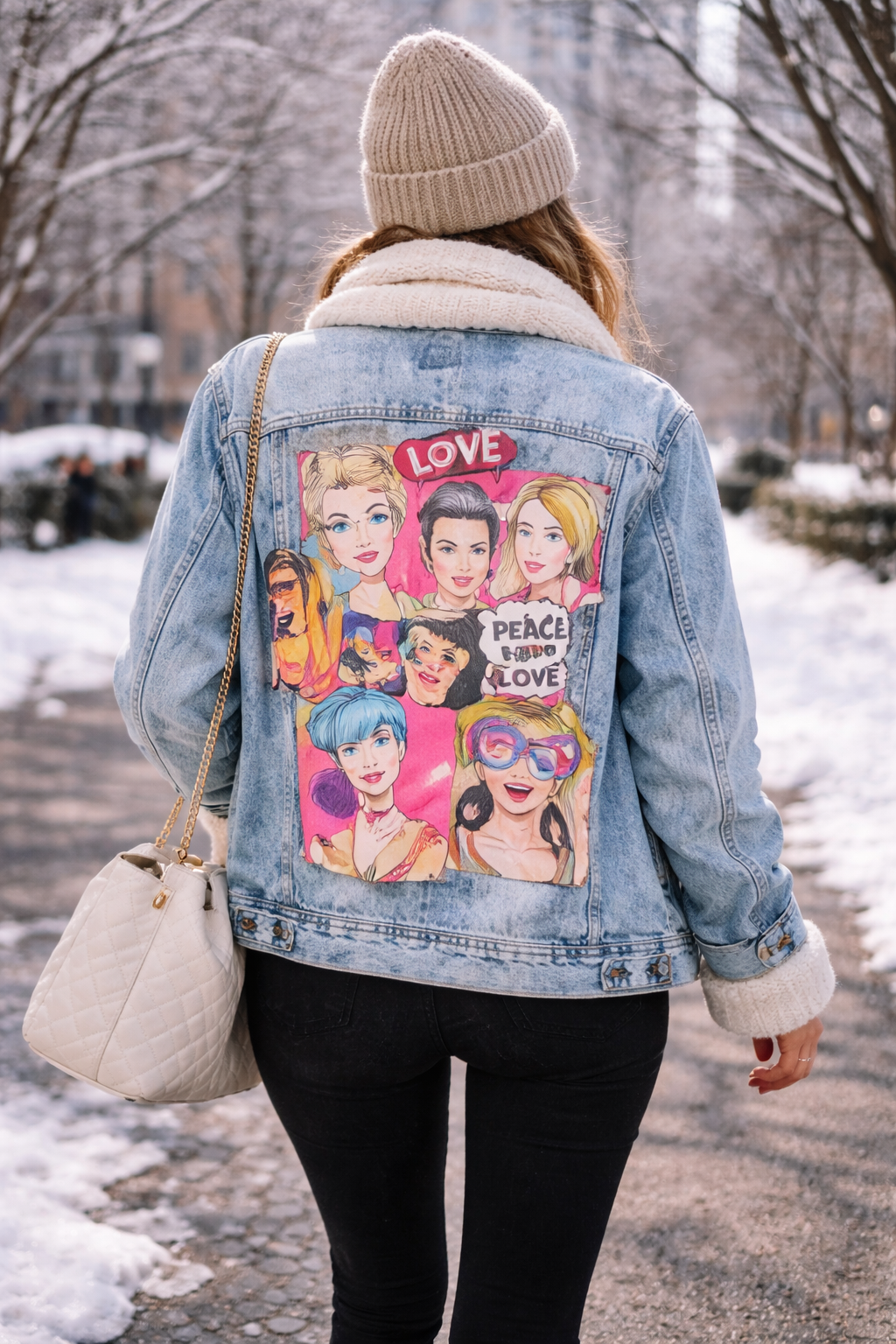 Bold Pop Art Upcycled Denim Jacket