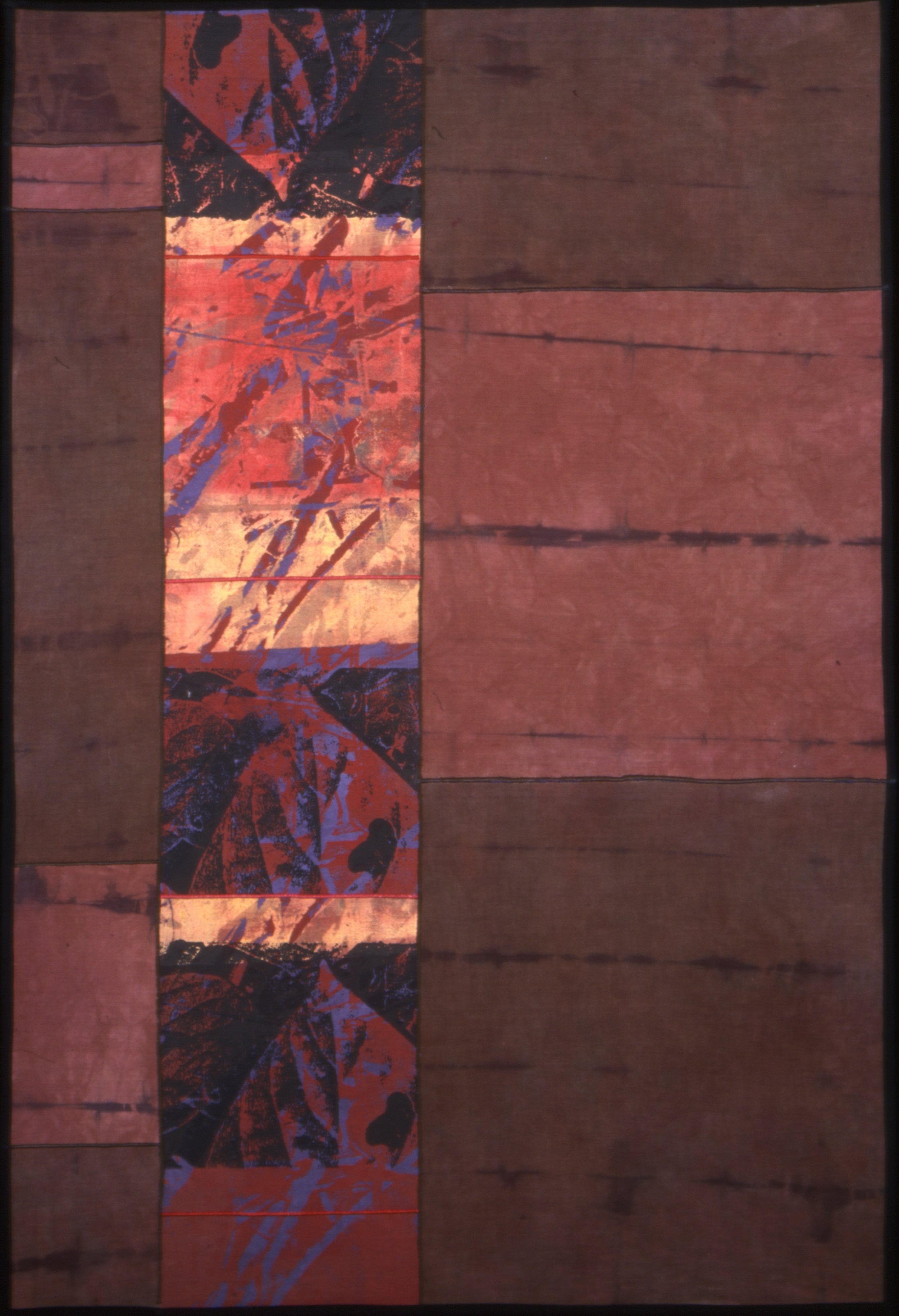 Demeter's Journal
Hand-dyed and silkscreened cotton, 43" x 29"
Published in Fiberarts Design Book 7,
selected from 6000 entries from 30 countries.