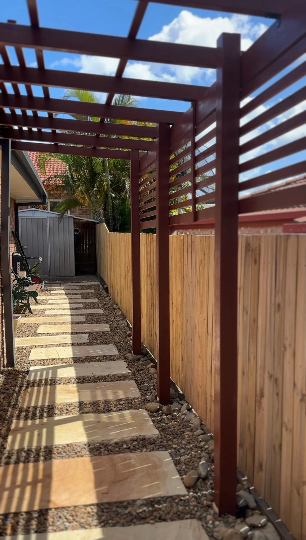 Backyard pergola installation in Upper Coomera