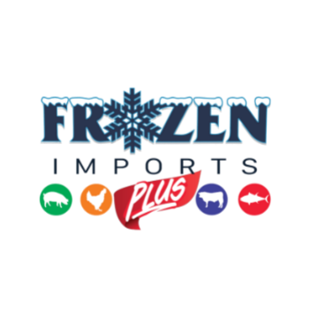 Frozen Imports BVI logo with a snowflake, colorful icons of a green pepper, orange bell pepper, red chili, blue onion, and a red arrow.