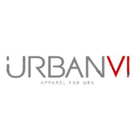 Urban VI logo with gray and red text reading 'URBANVI Apparel for You' BVI.