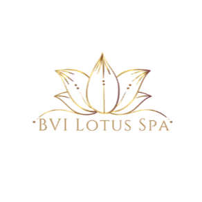 Logo of BVI Lotus Spa featuring a stylized lotus flower in gold with the spa's name beneath it.