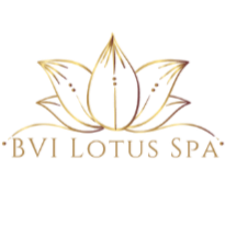 Golden lotus flower with the text 'BVI LOTUS SPA' underneath