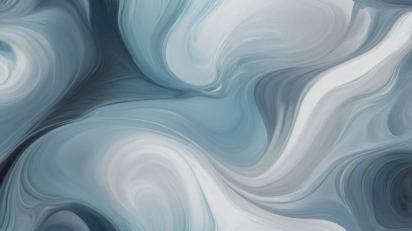 Swirling abstract pattern in shades of blue, white, and gray.