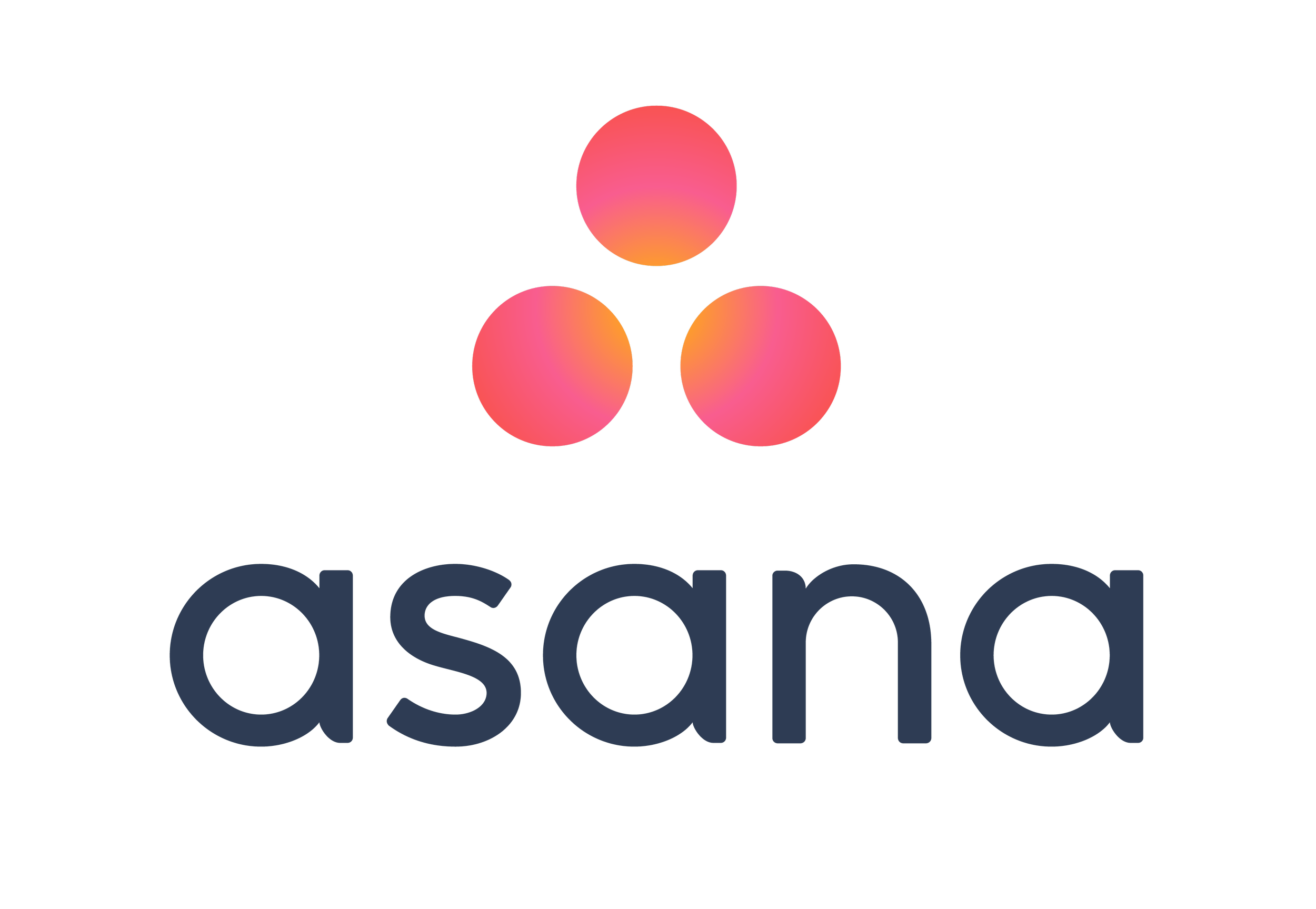 Asana logo with stylized pink and orange circles and the word 'Asana' in lowercase navy blue letters.