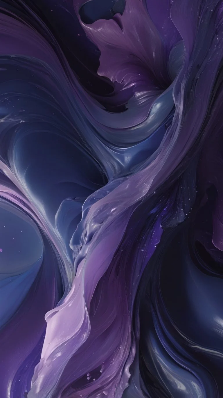 Abstract swirling dark purple and blue colors with hints of black and white, resembling flowing liquid or smoke.