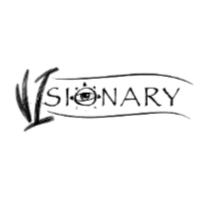 A black silhouette of the brand VISIONARY 284 logo