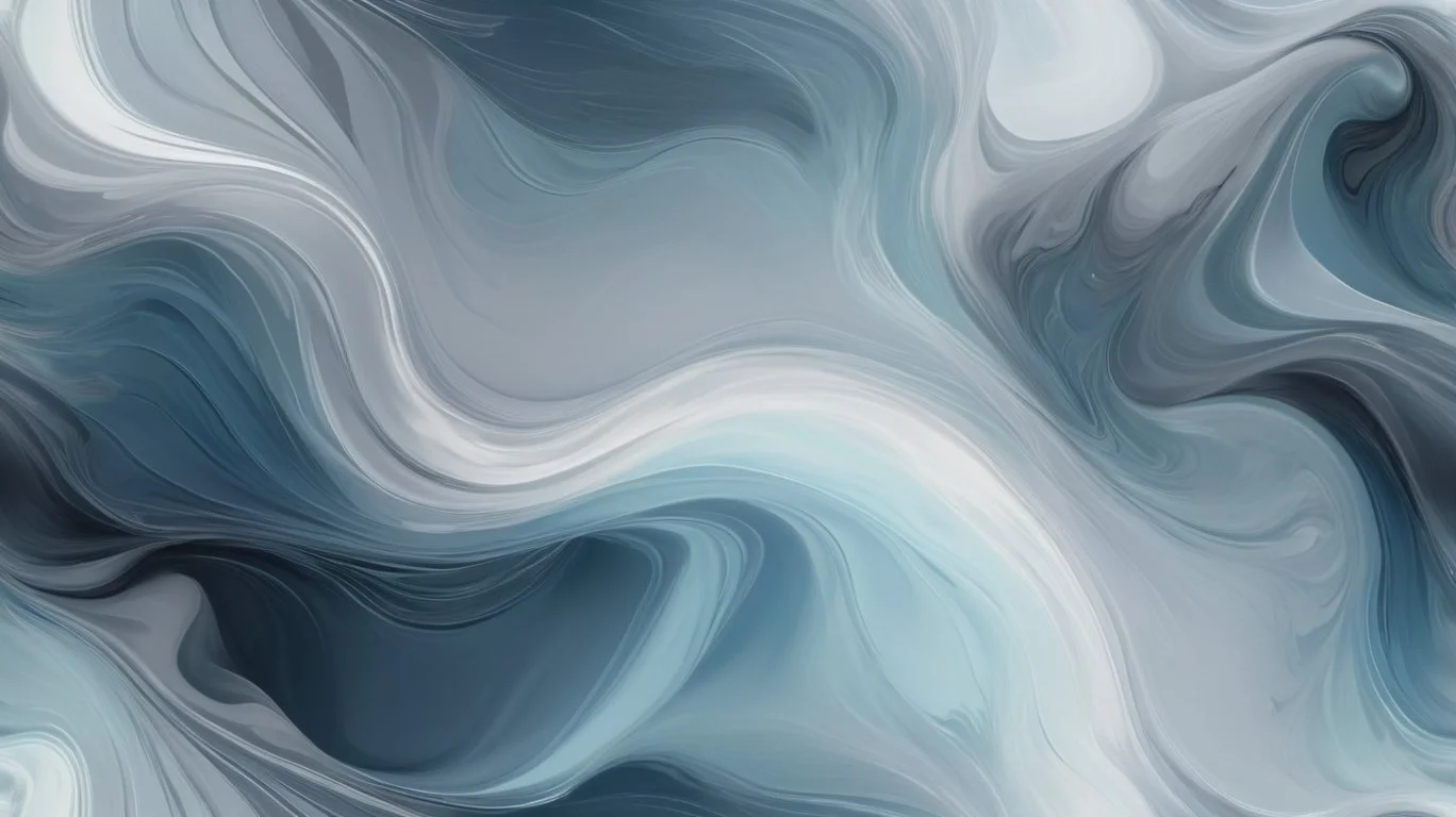 Swirling abstract pattern in shades of blue, gray, and white resembling marble or flowing liquid.