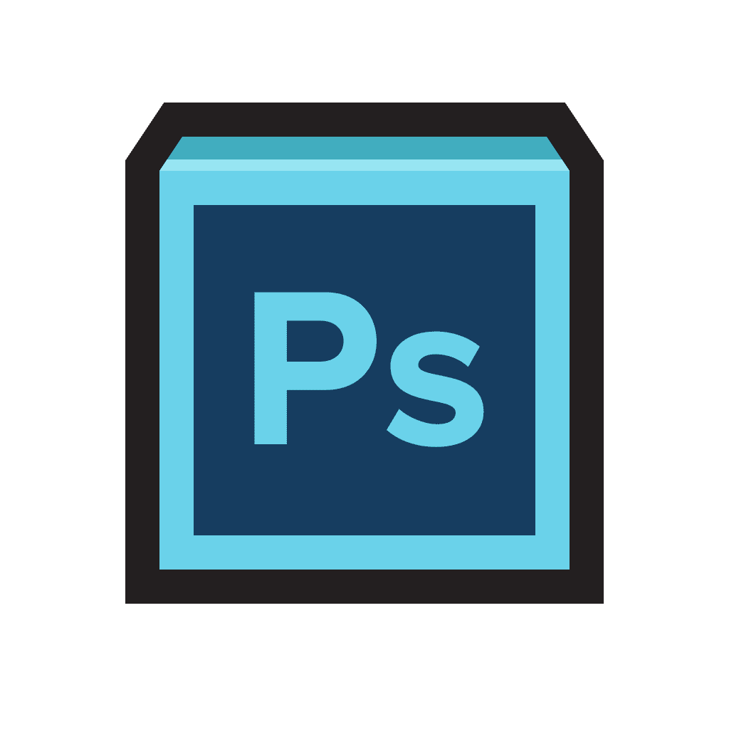 Icon of Adobe Photoshop software logo, a blue square with 'Ps' in the center.