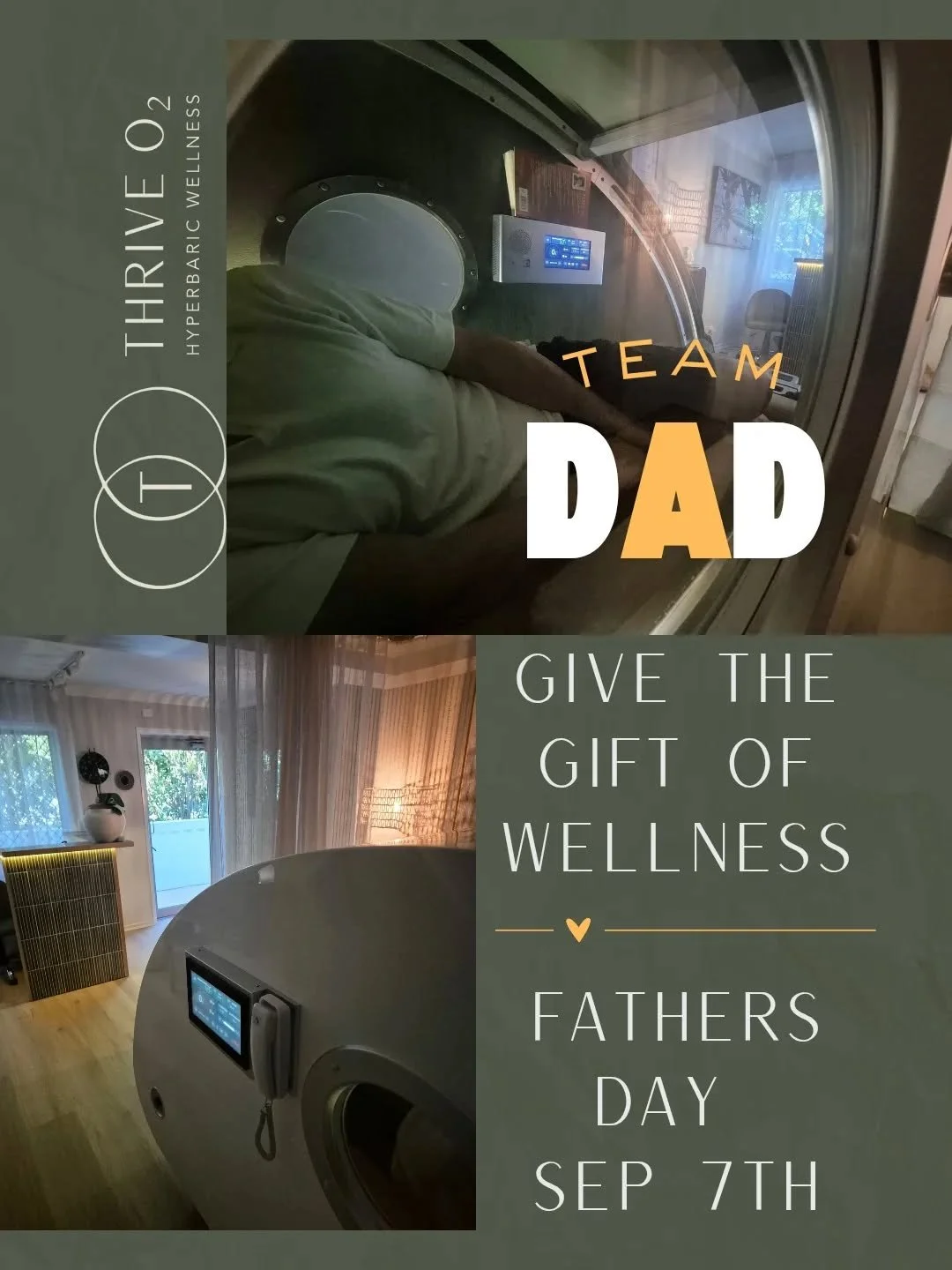 Still looking for the perfect Father&rsquo;s Day gift? 

Why not give the gift of&nbsp;wellness? 🧡
At Thrive O₂, we believe in recharging more than just the mind &mdash; we recharge on a&nbsp;cellular level.

A gift of Hyperbaric Oxygen Therapy is t