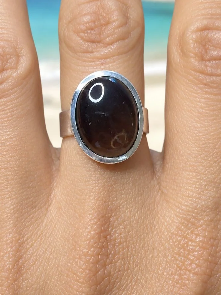 Anillo de  Plata de Cuarzo ahumado