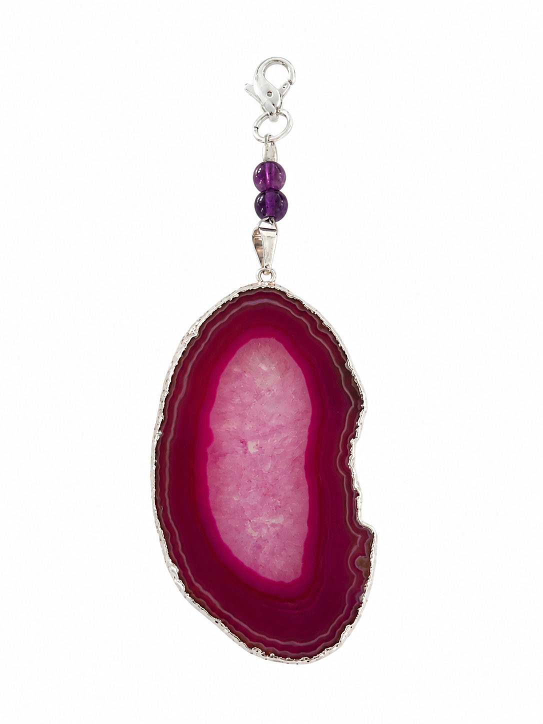 Colgante de Ágata Rosa con Amatista y Mosquetón