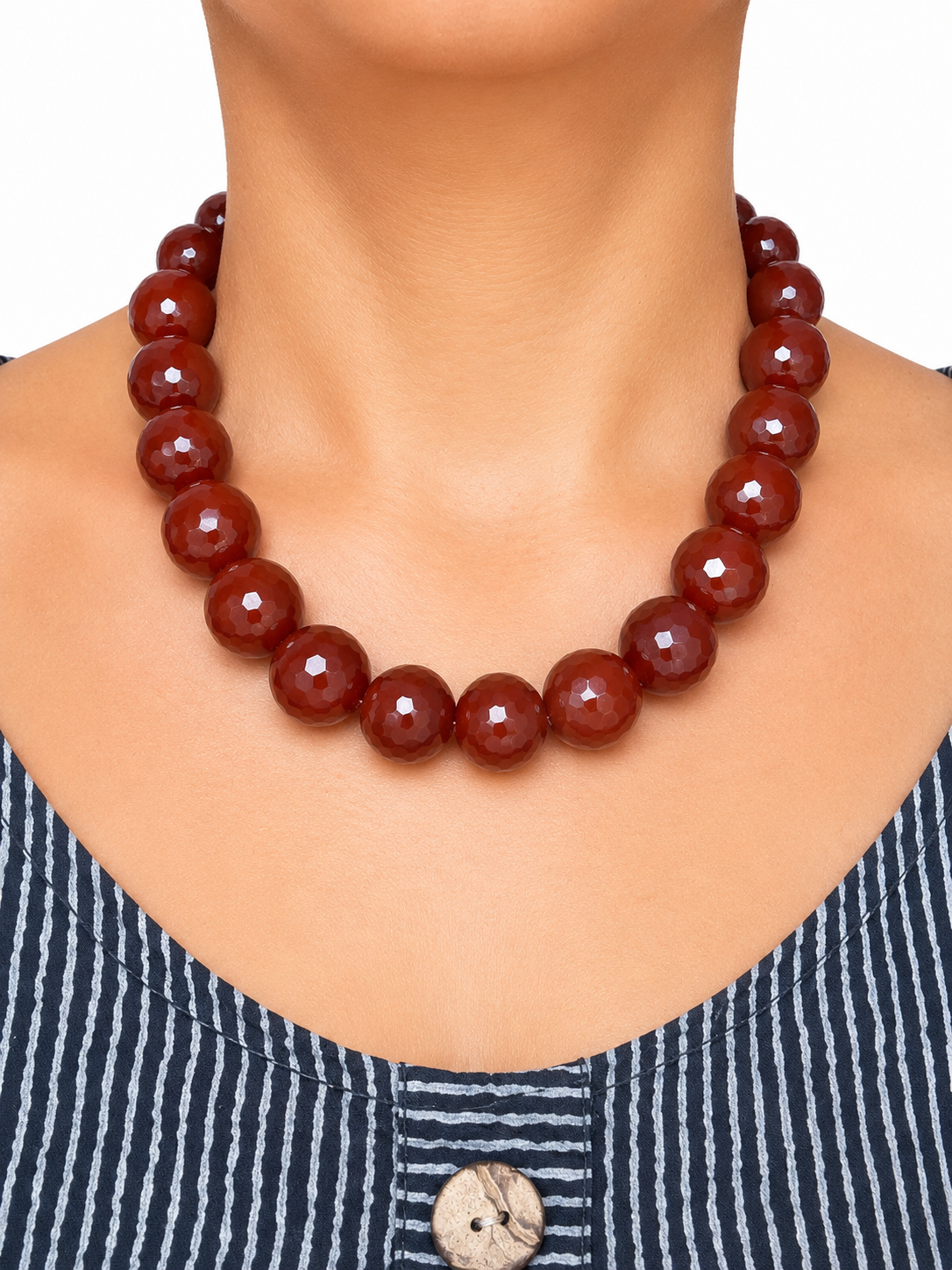 Collar de Carneola Facetada 20 mm – 47 cm