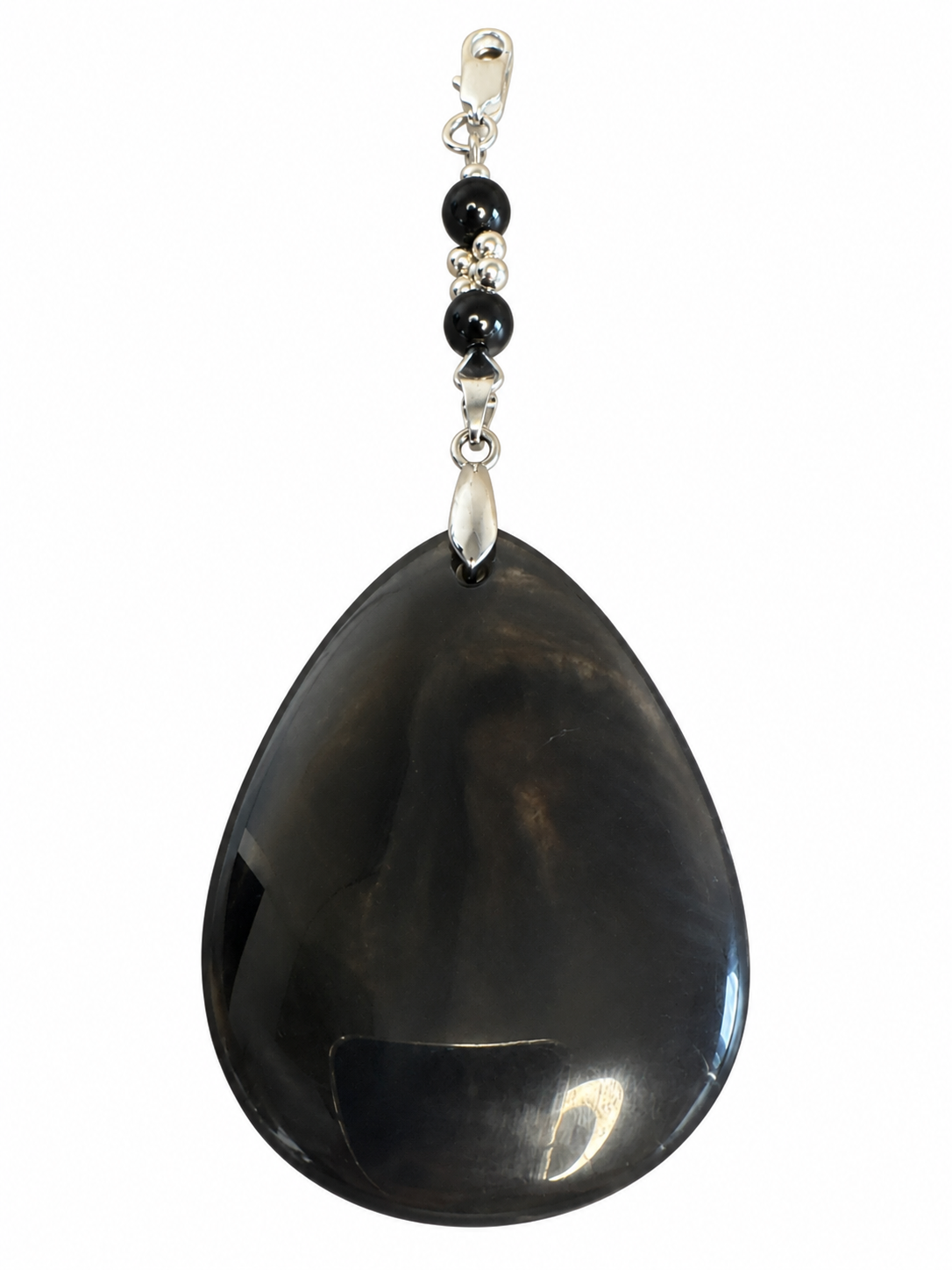 Colgante con Mosquetón de Obsidiana y Ágata Negra