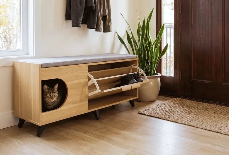 Tucker Multifunction Shoe Storage Cabinet and Cat Condo Lounge