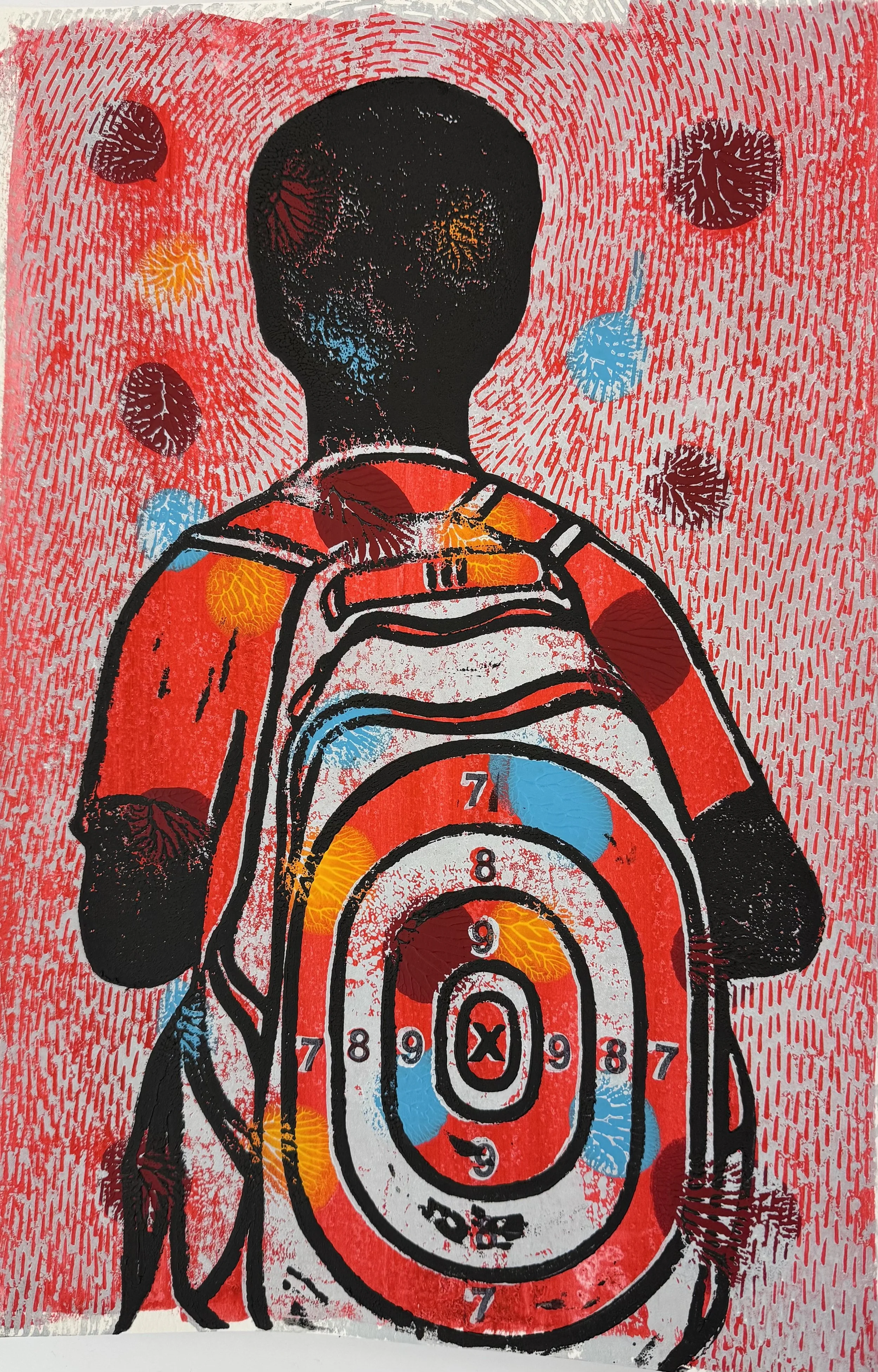 School Shooting: Linocut