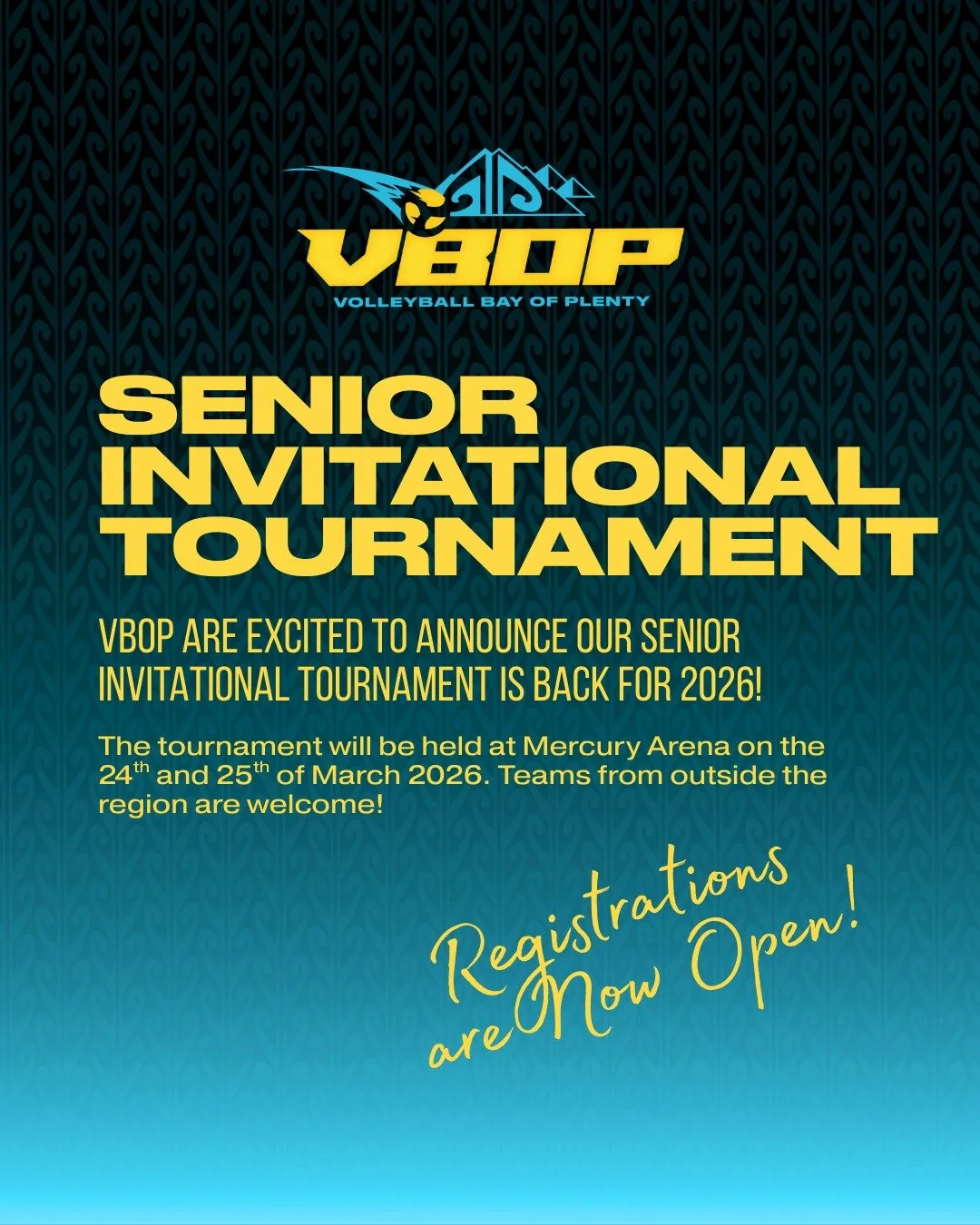 VBOP are hosting a Senior Invitational Tournament for any school teams who are not competing at NZ Secondary School Nationals!

For more information and to register, click the link in our bio!