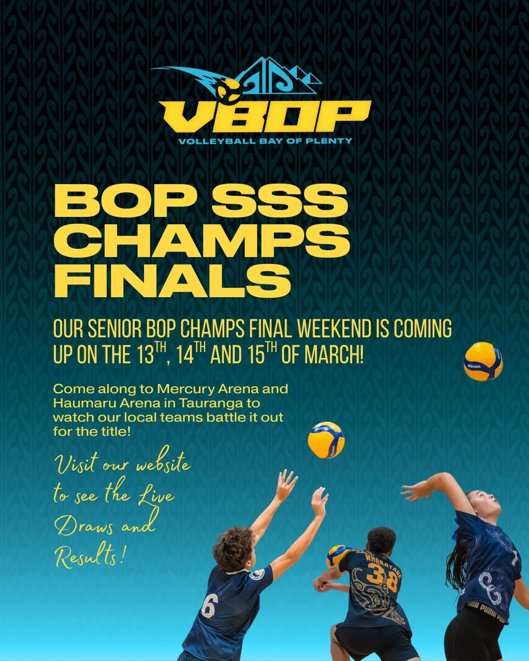 Our BOP Senior Secondary School Champs are happening this weekend! 

Come down to Mercury Arena and Haumaru Arena to check out some games! All of the live draws and results are posted on our website. Click the link in our bio for more information.

G