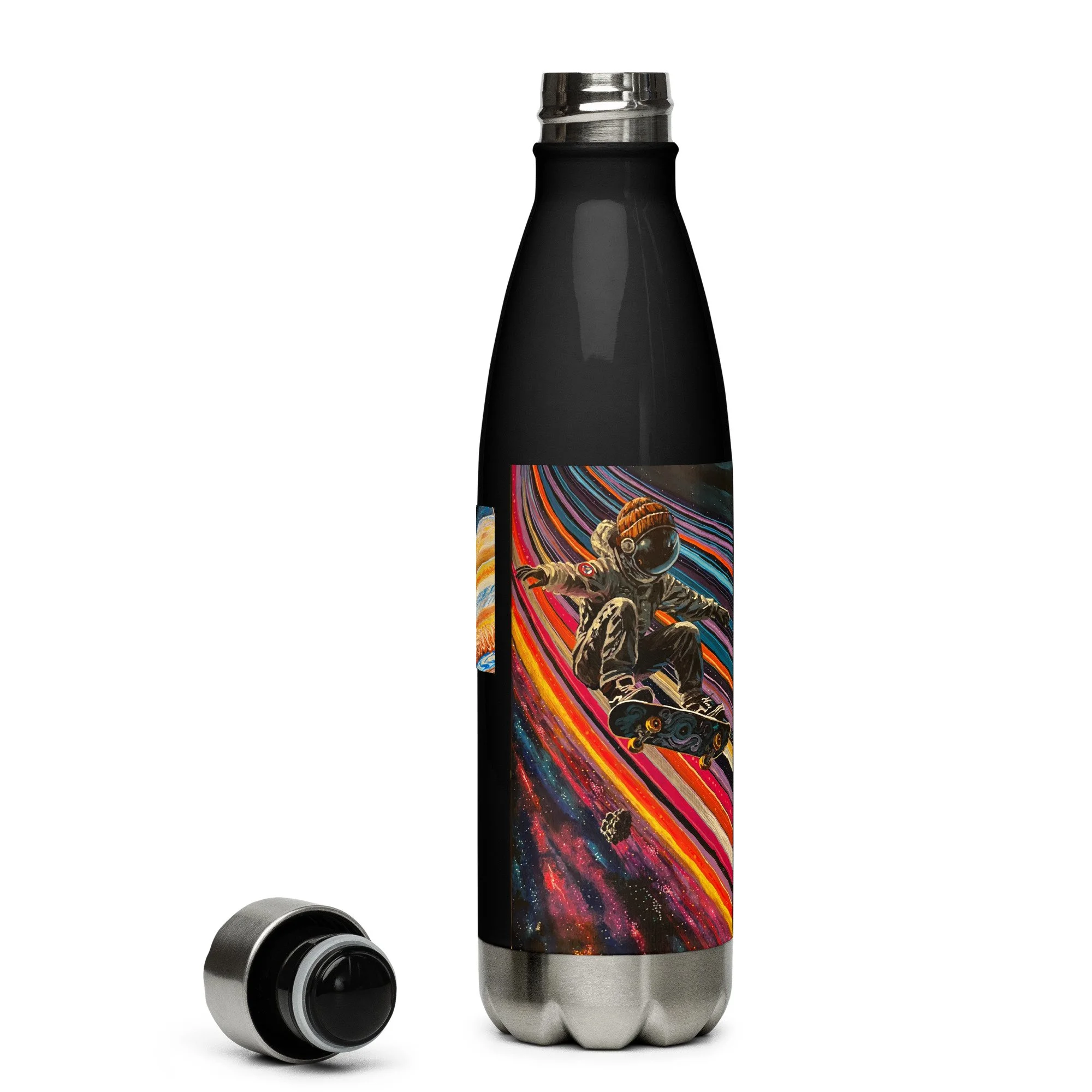 Stainless steel water bottle - Space Skater - Original Art Print