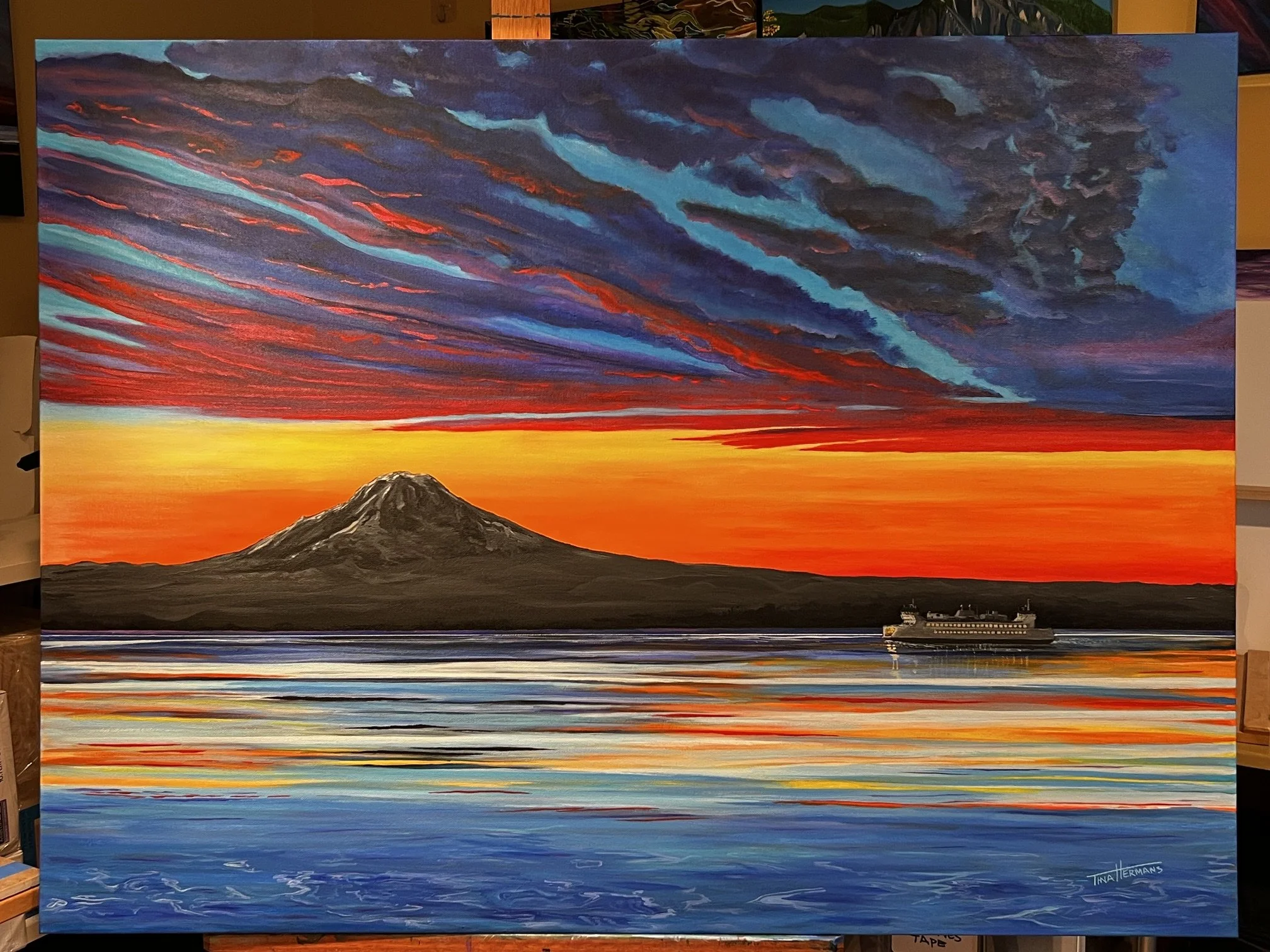 "The Chetzy" - with Mount Rainier (40"W x 30"H x 1.5D)
