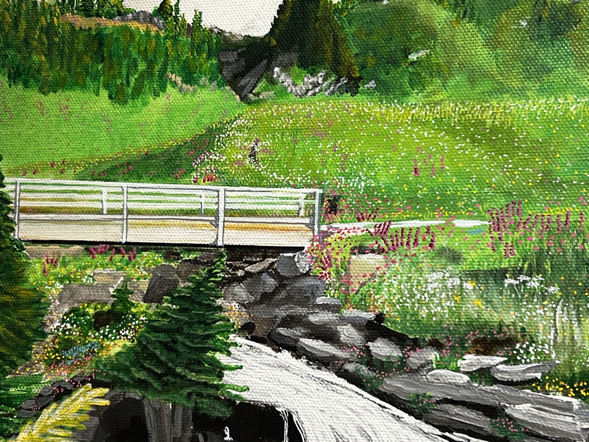 Rainier Myrtle Falls upclose bridge flowers top of falls 2026.jpeg
