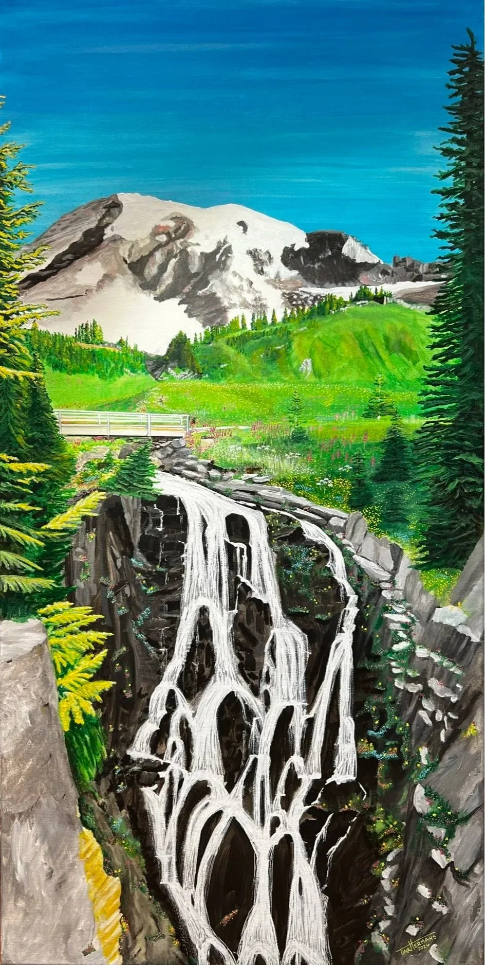"Myrtle Falls at Paradise" - Mount Rainier National Park (18"W x 36"H x 0.75D)