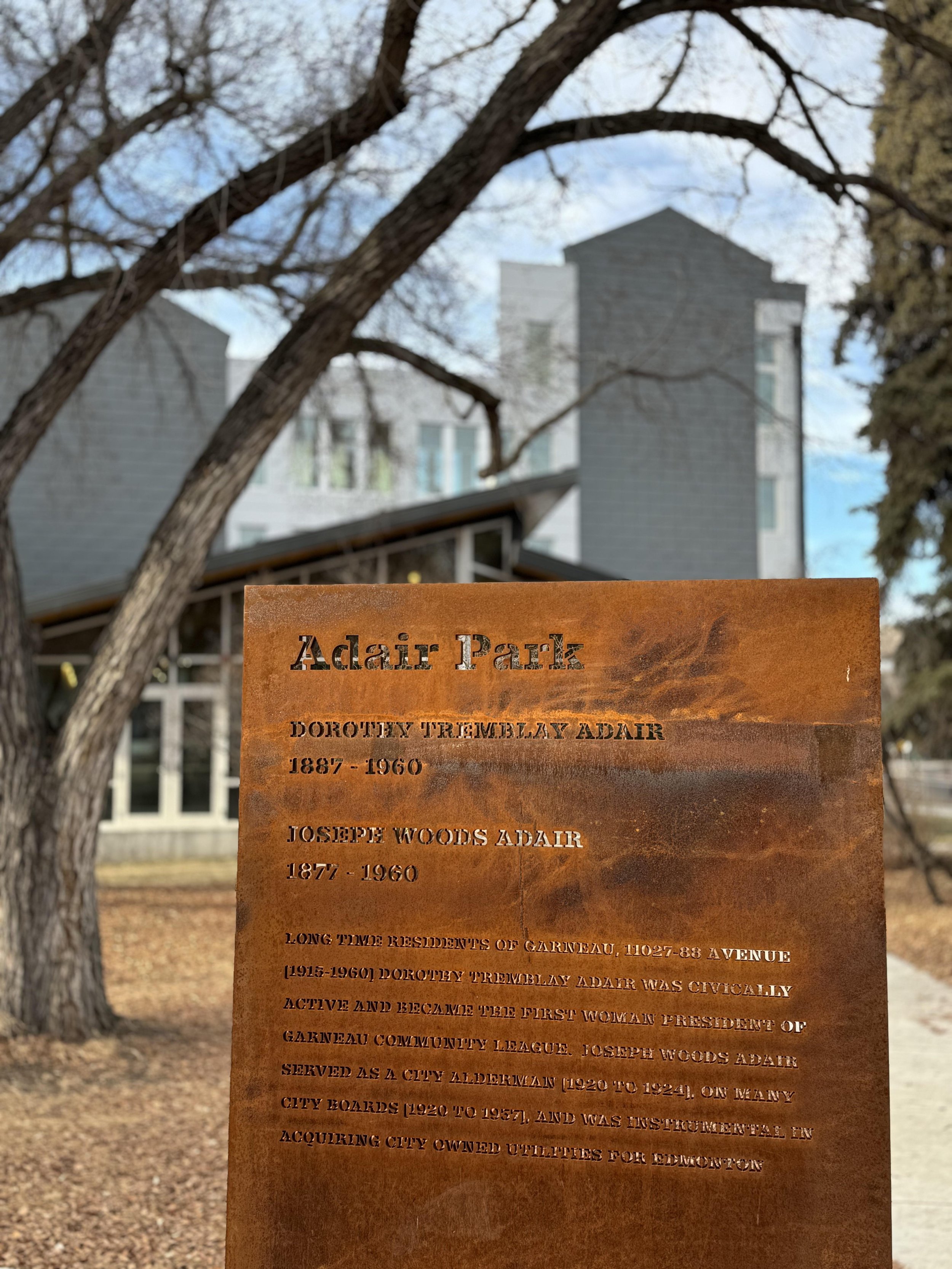 Interpretation design for Adair Park, located in Treaty 6 Territory in Edmonton, Alberta. Located in the University of Alberta Campus