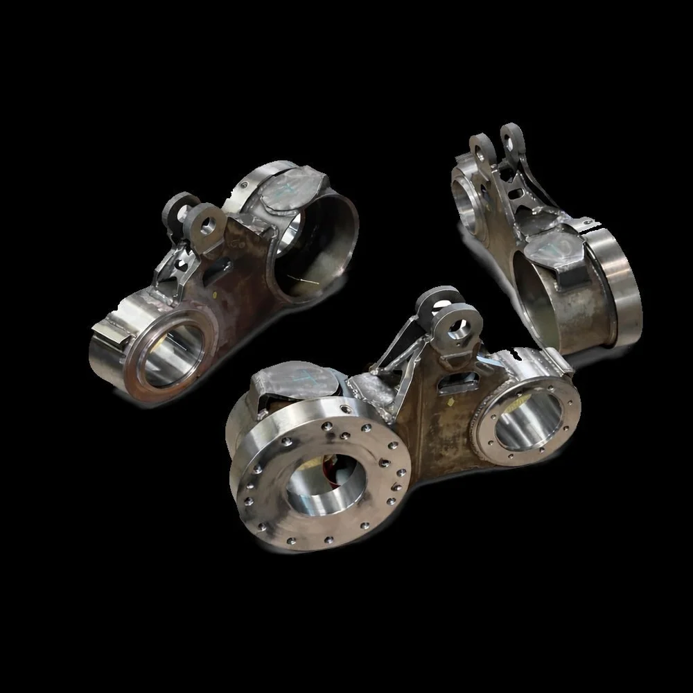 Finished weldment brackets, set of three