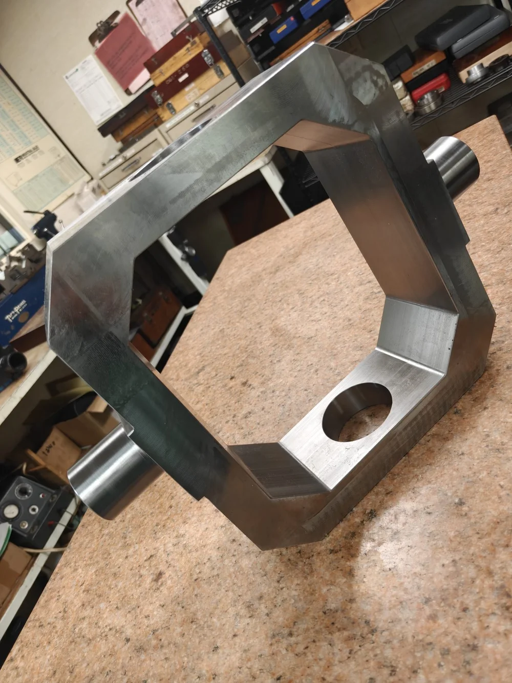 Welded assembly on a granite inspection plate