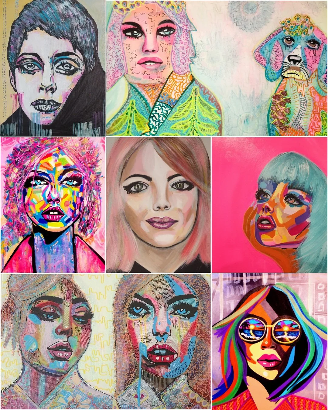 Life lately...Trying new styles, new techniques to best capture the magic in each person I paint. New portraits weekly. Feeling inspired. 

#portraitart 
#neonfaces 
#lifeiscolourful 
#colourpop