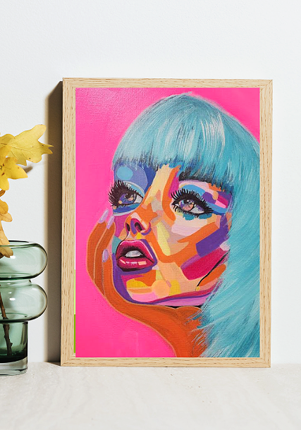 colourful art woman dream pink