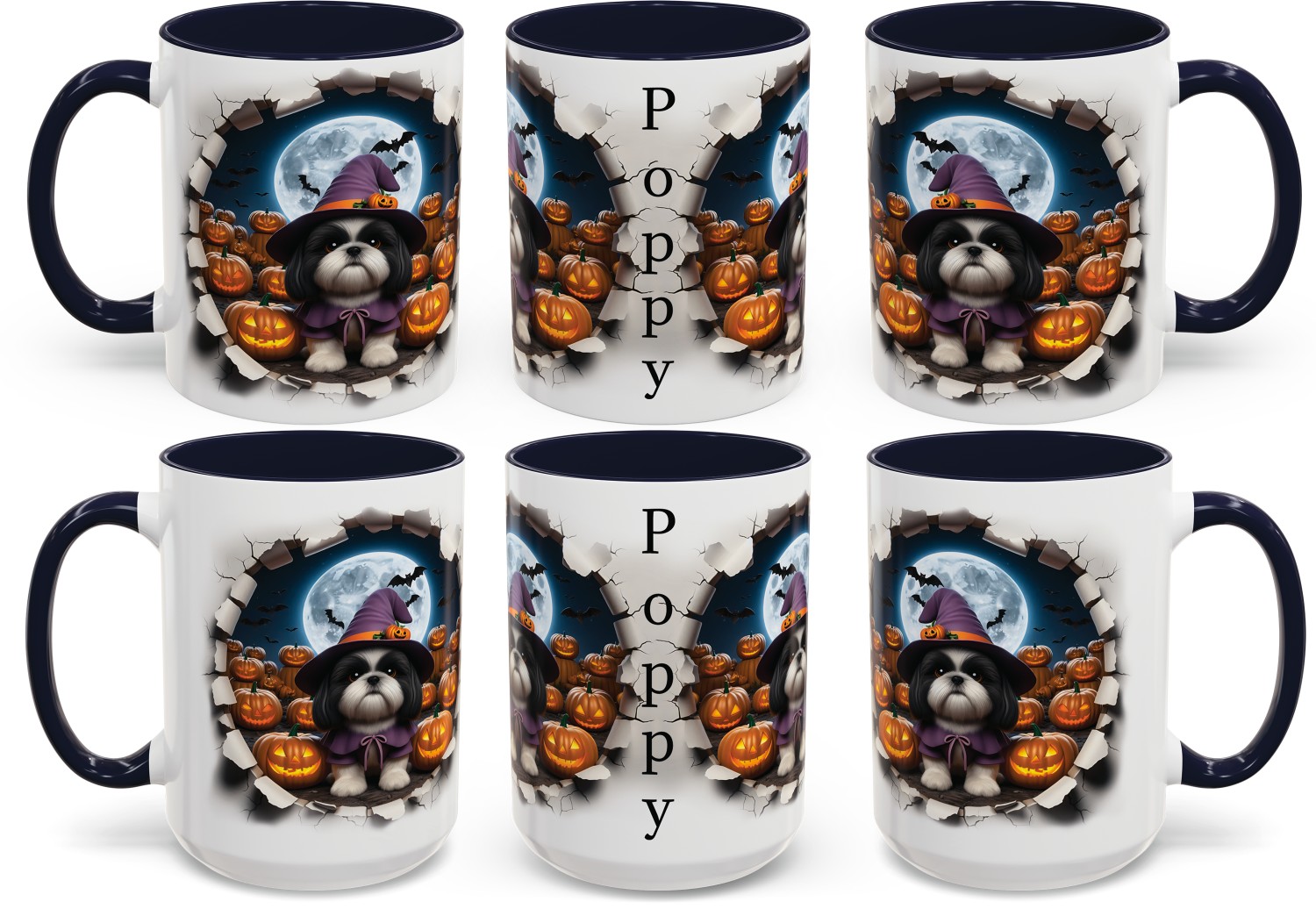 Personalized Halloween Themed Shih Tzu Mug - Witchy Dog Design 11oz 15oz Gift, Dog Lovers, Halloween Dog Mug