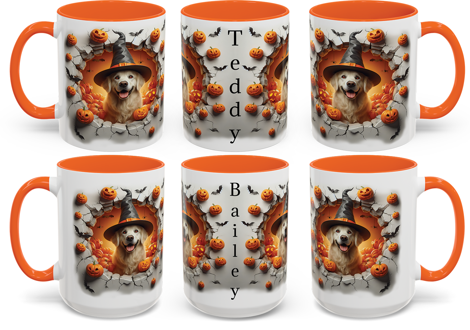 Personalized Halloween Pumpkin Golden Retriever Mug, Spooky Coffee Cup, Fall Decor, Pet Lover Gift, Trick or Treat Mug, Halloween Decorations