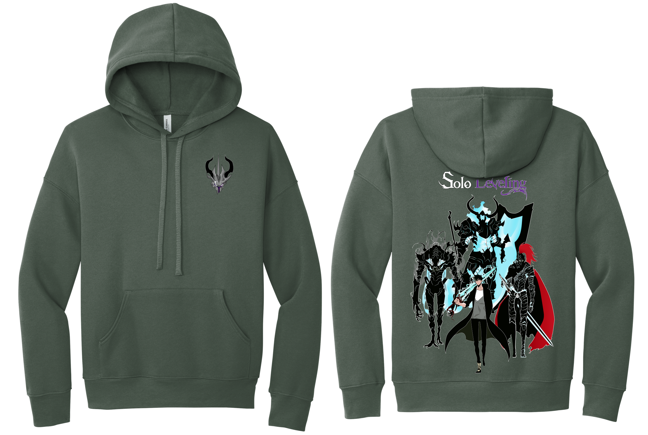 Solo Leveling Hoodie, Shadow Monarch Design, Jin Beru Iron Igris Shirt, Double Sided Design