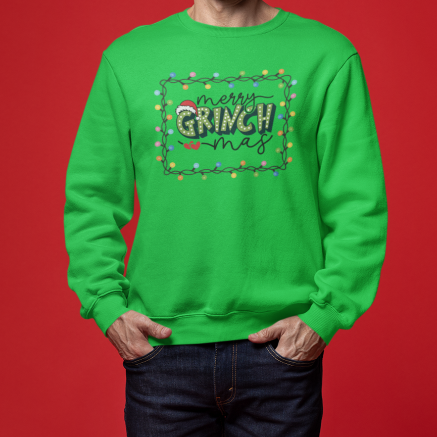 "Merry Grinchmas" Holiday Sweatshirt with Festive Lights