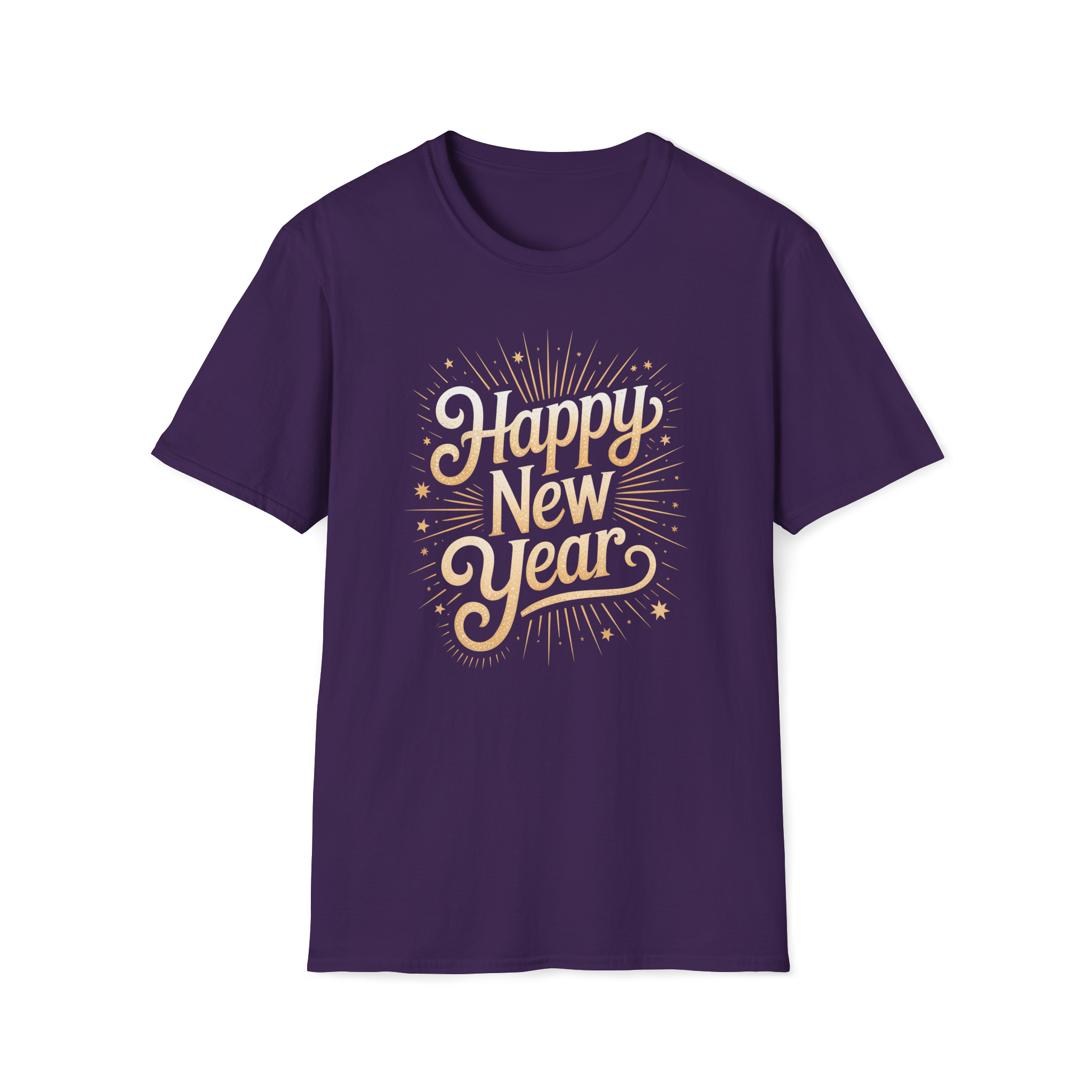 Happy New Year T-Shirt — Festive Gold Firework Typography Tee