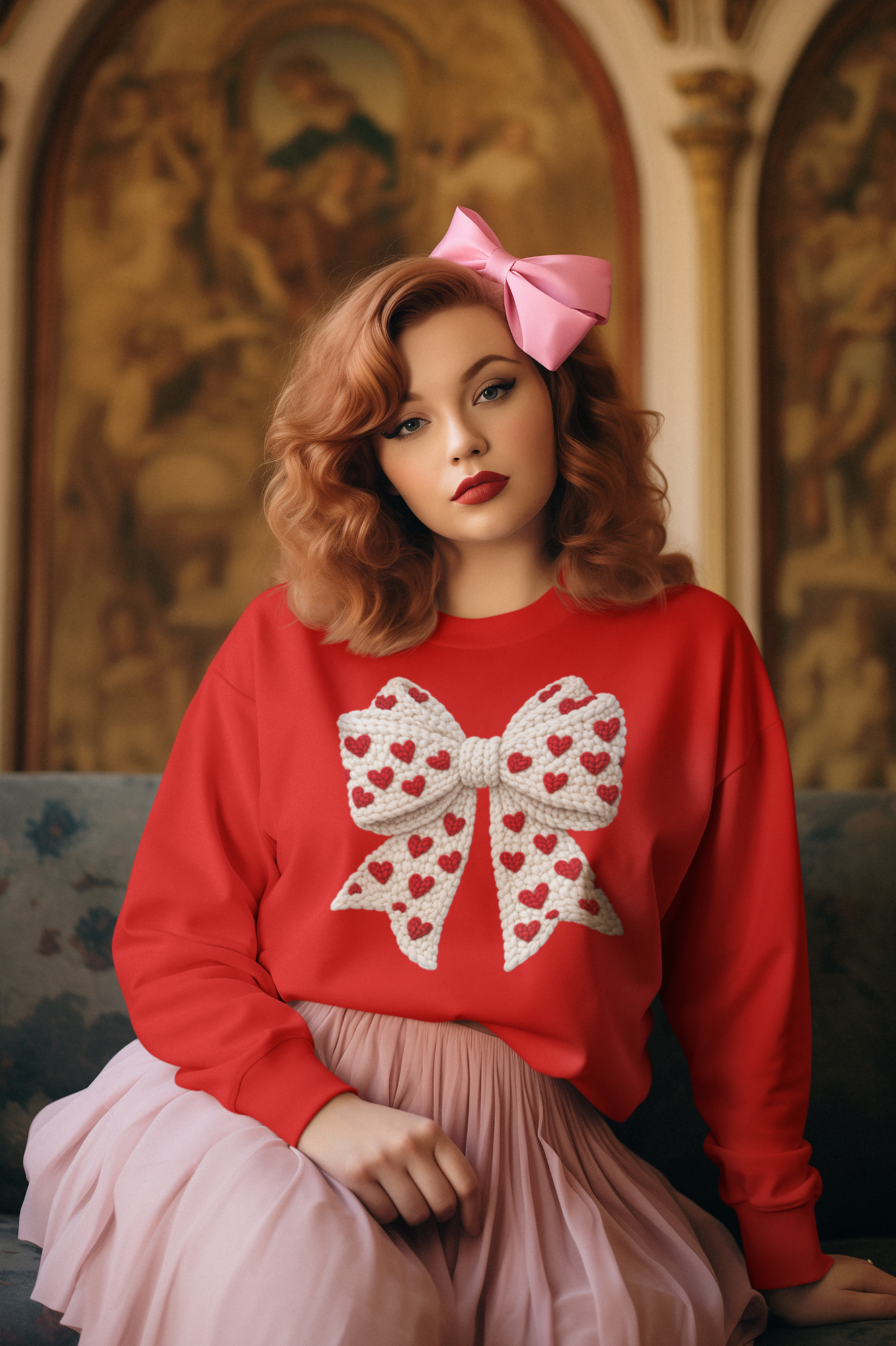 Yarn Crochet Valentines Day Sweatshirt