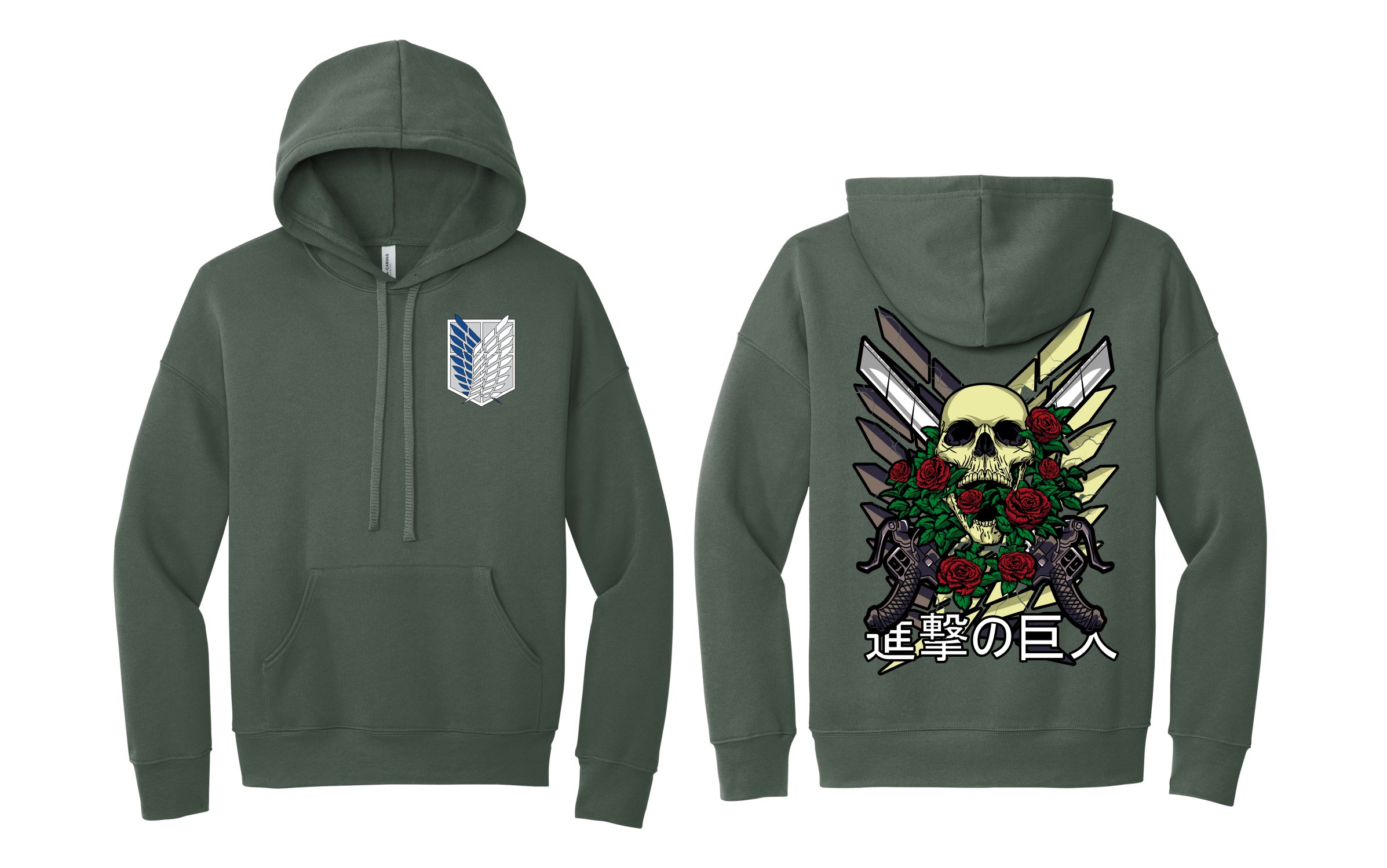 AOT: Skull and Wings-Hoodie, Double Sided Design