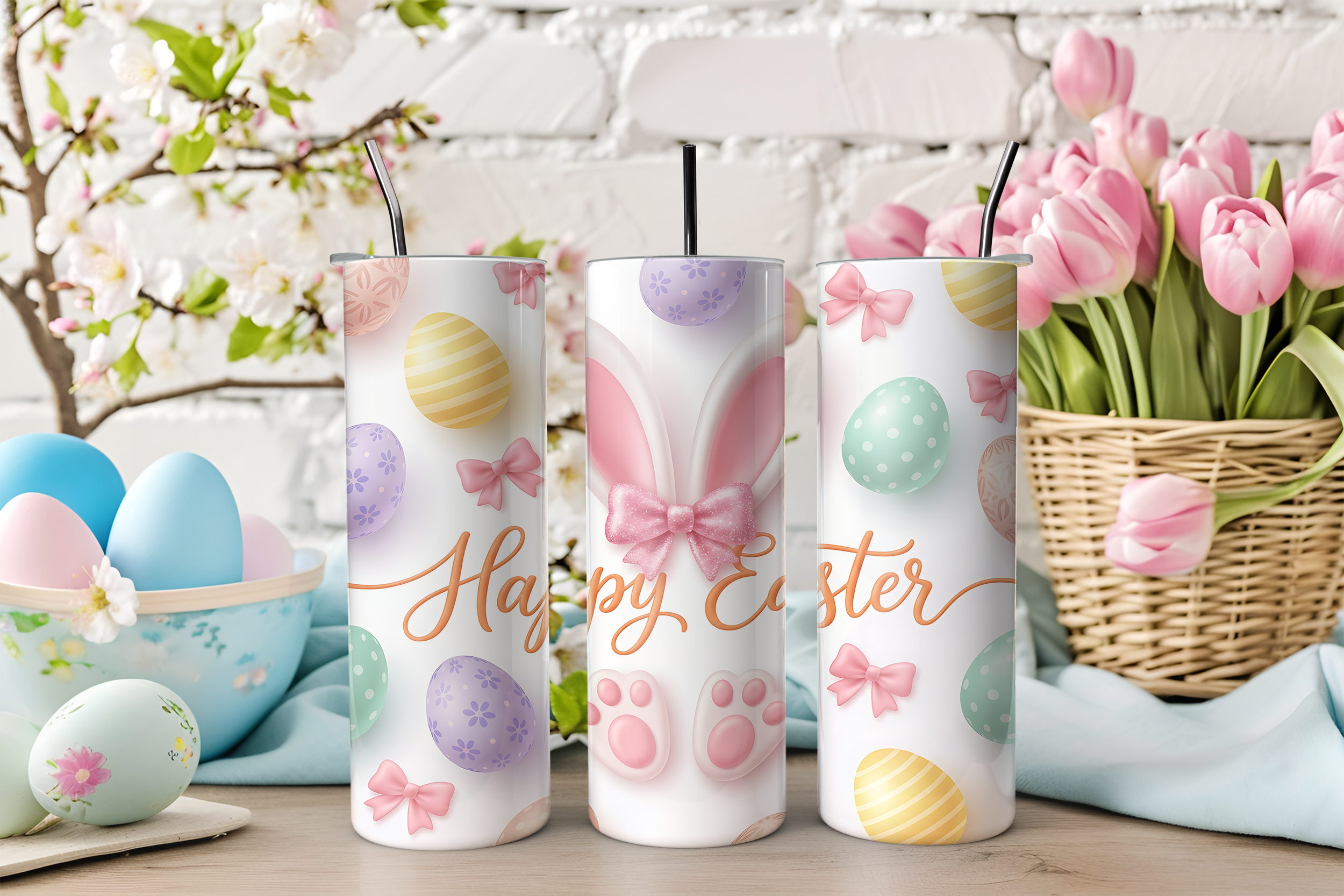 20oz 'Happy Easter' Stainless Steel Tumbler