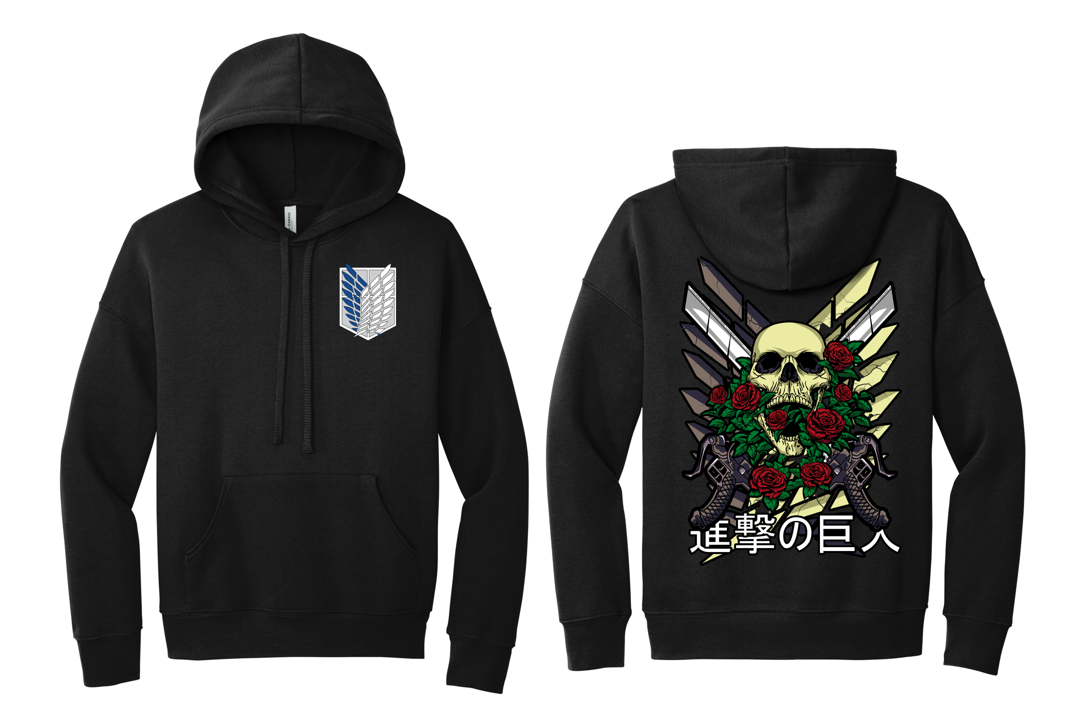 AOT: Skull and Wings-Hoodie, Double Sided Design