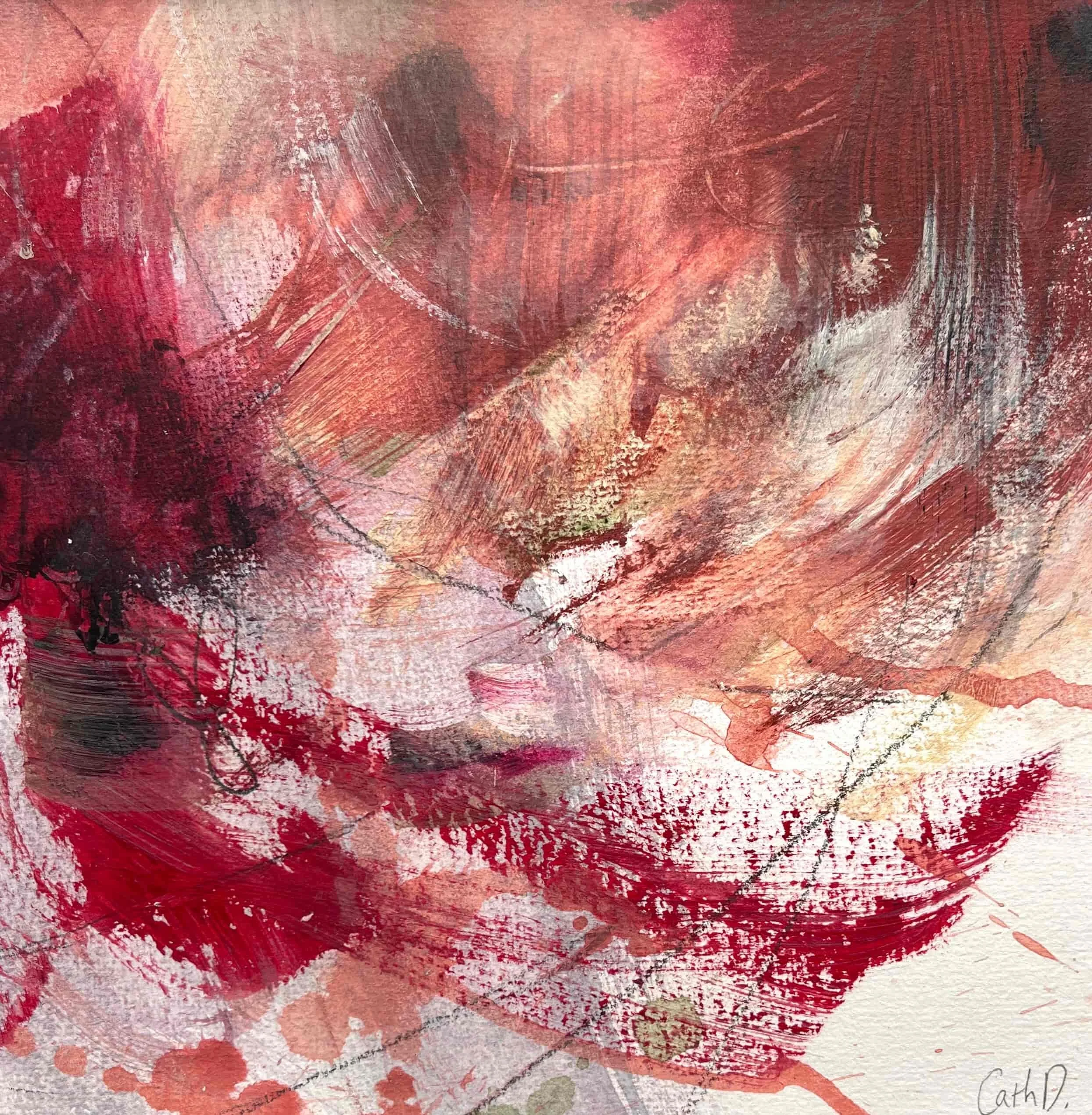 April in Paris Study 13 (2023). Acrylic on paper. 19.5 x 19.5cm, mounted with a 30 x 30cm white passe-partout. Available. €85.