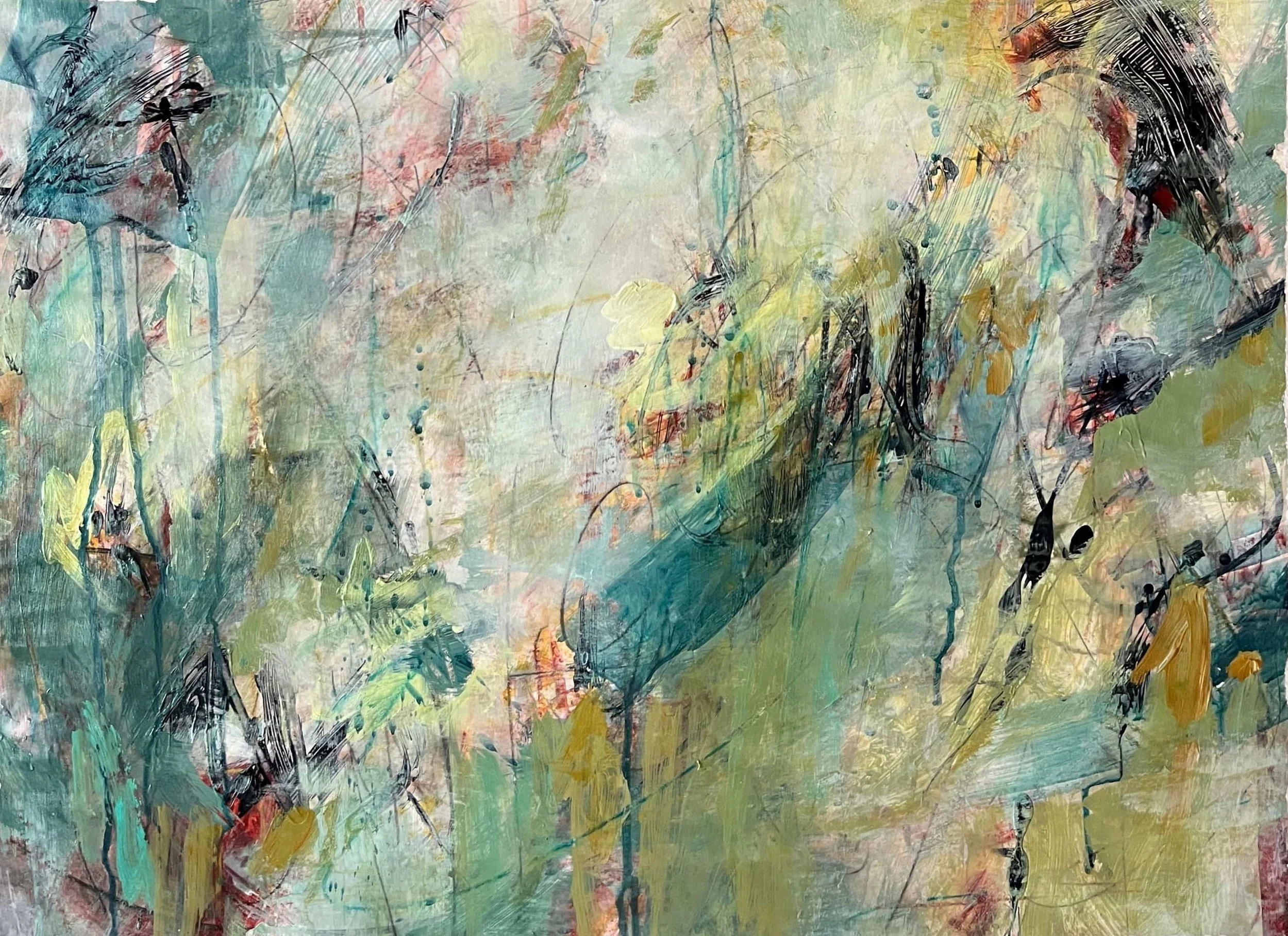 Solace in the Wilderness (2024). Mixed media on canvas. 64 x 47cm. Available. €695