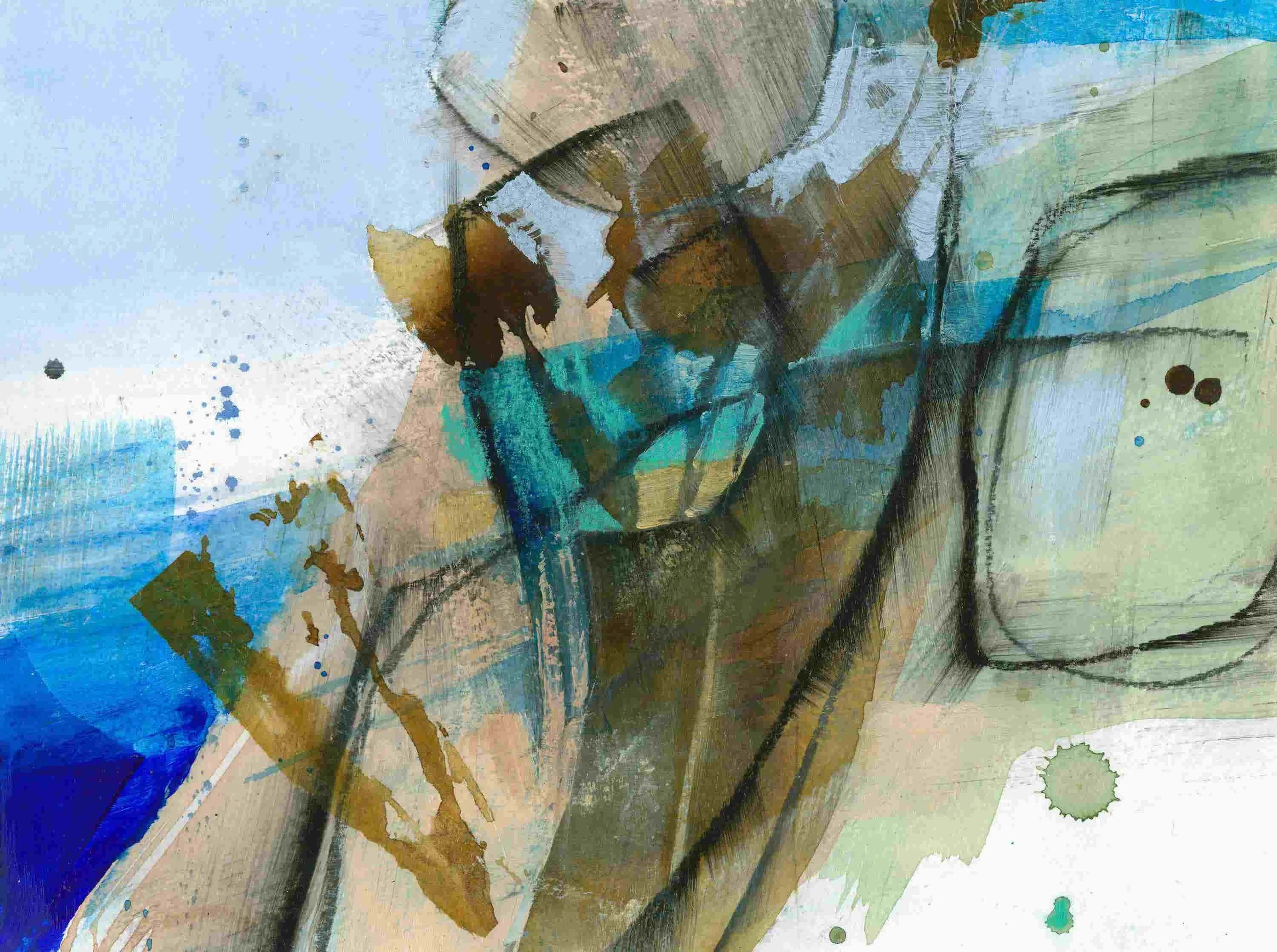 Nanjizal Beach 2 (2024). Mixed media on paper. 32 x 24cm. Available. €220.