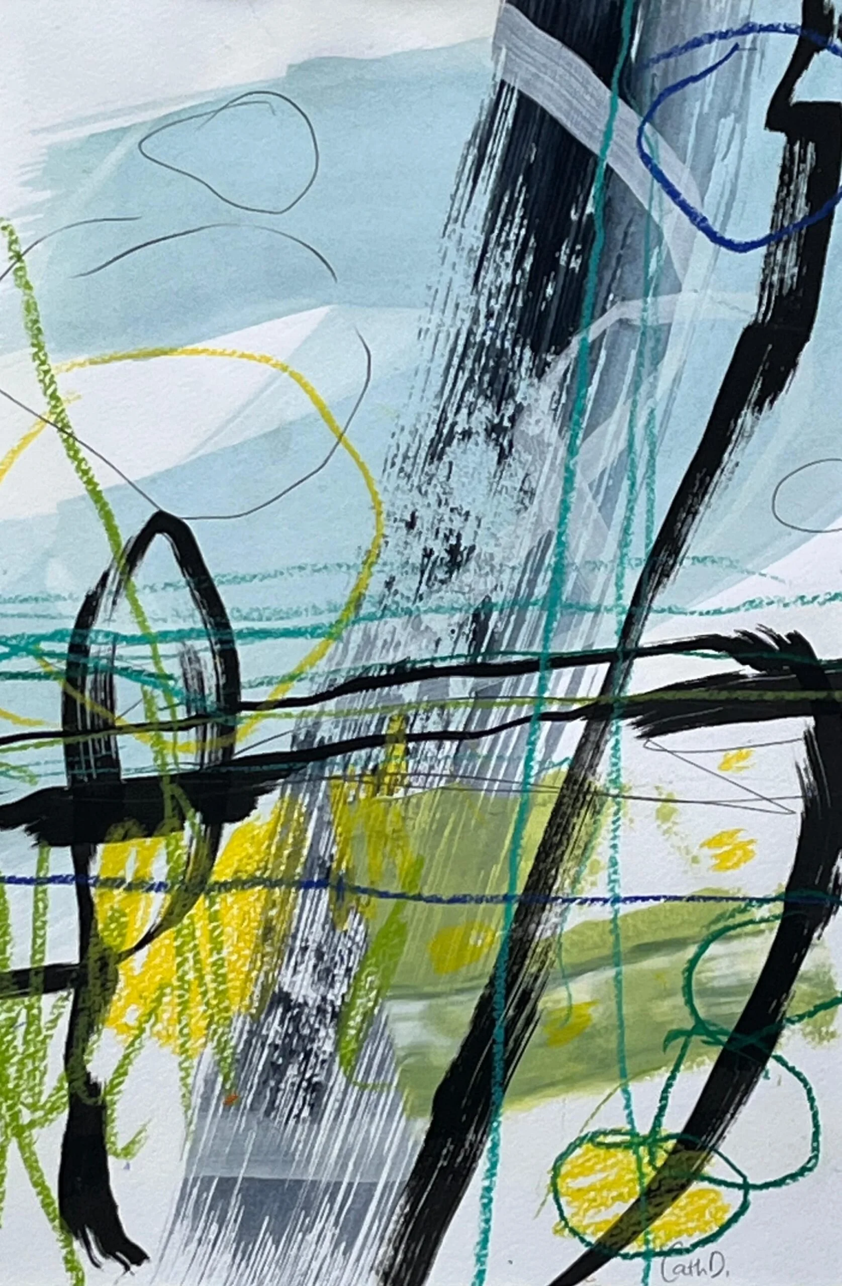 Landlines 18 (2024). Mixed media on paper. 19.5 x 29.5cm. Mounted in a 30 x 40cm white passe-partout. Available. €195.