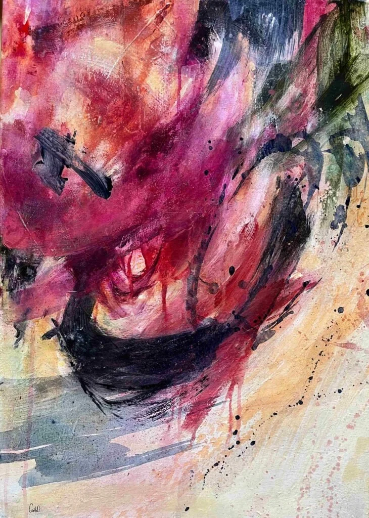 Intimacy (April in Paris) (2023). Mixed media on canvas. 50 x 70cm. SOLD.