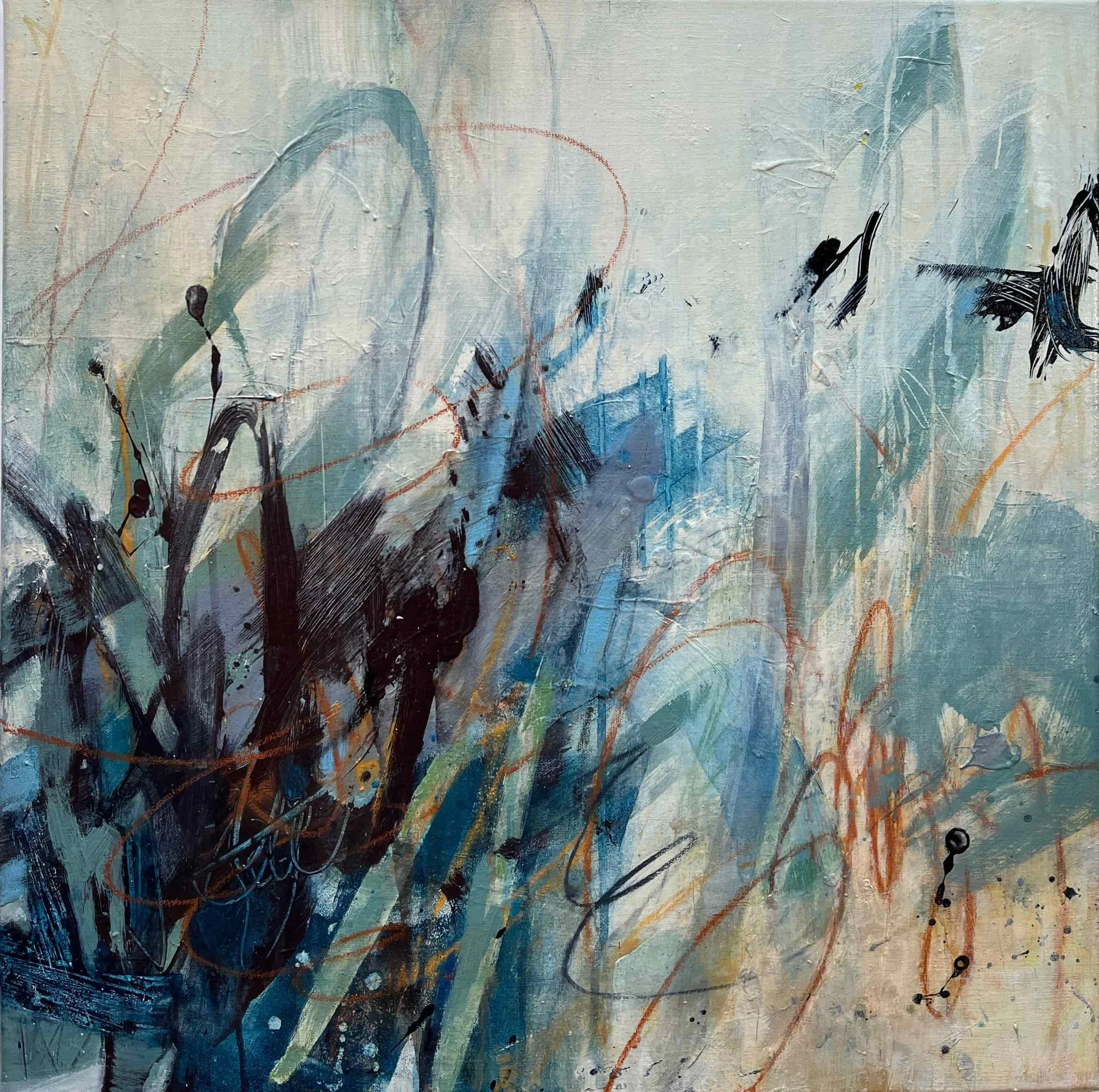 Renewal 3 (2024). Mixed media on canvas. 60 x 60cm. Available. €580.