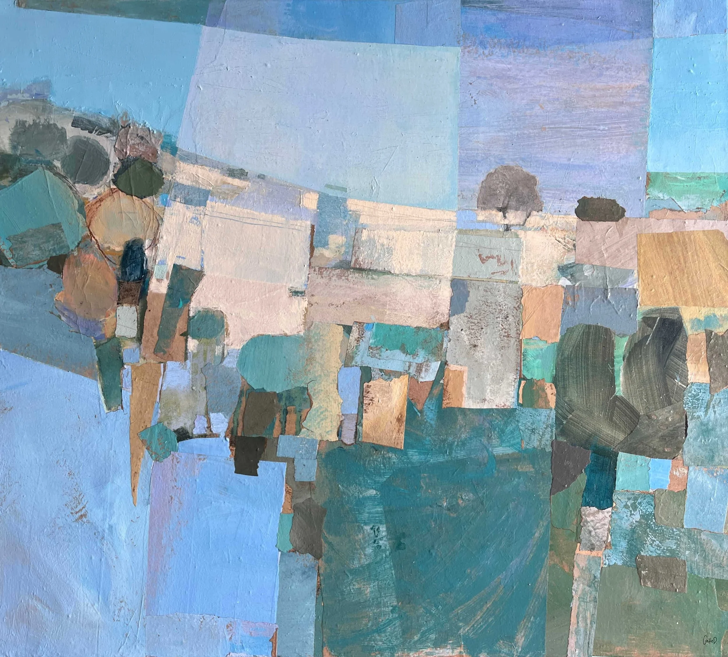 "You Too Have Come Into The World To Do This" (Title inspired by a line in the poem, When I Am Among the Trees, by Mary Oliver). (2025). Recycled painted paper collage on canvas. 90 x 80cm. Available. €1050.
