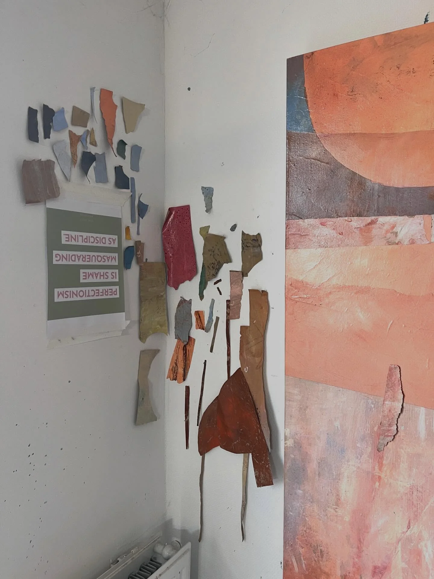 &ldquo;Perfectionism is shame masquerading as discipline.&rdquo;

A little reminder in my studio, as I work on the final touches of my artworks that will hang in my TOPOPHILIA: Landscapes of Belonging exhibition next month. 

Finishing is always the 