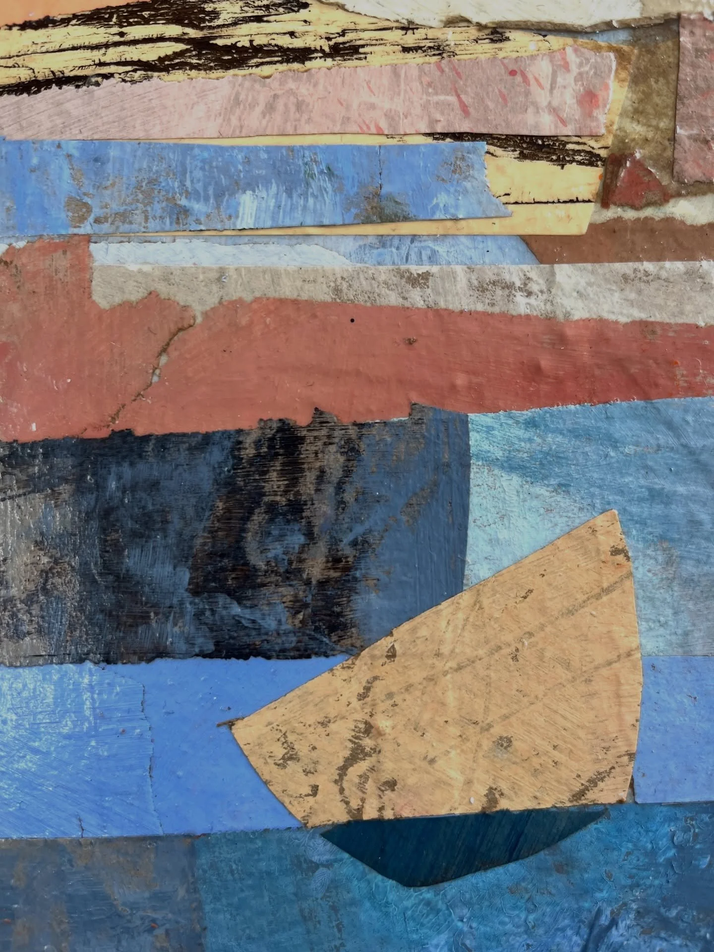 We are carried - and we carry.

This is how we weather rough storms, do hard things, and thrive.

These photos show close up crop details from my artwork, &ldquo;Carried by a sea that also lives in me&rdquo; (2025). Recycled painted papers on wood pa